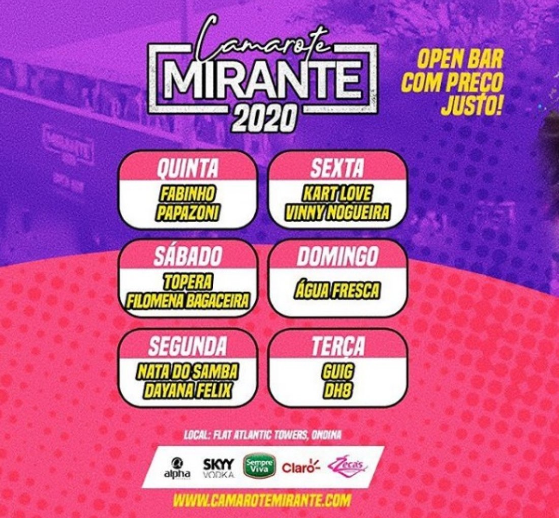 [Camarote Mirante de Ondina define grade completa de atrações para o Carnaval 2020!]