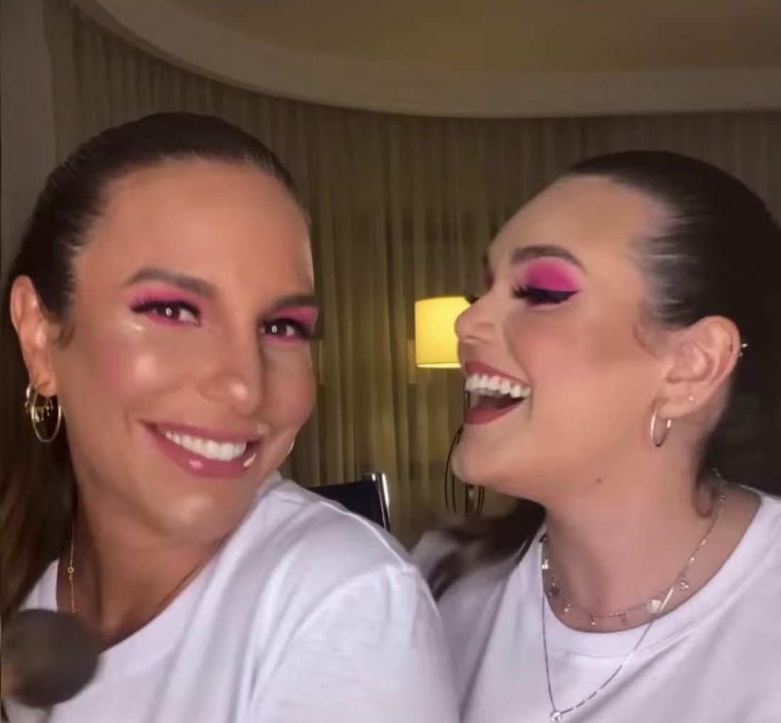 [Ivete Sangalo posta making of do vídeo de make com Leticia Gomes]