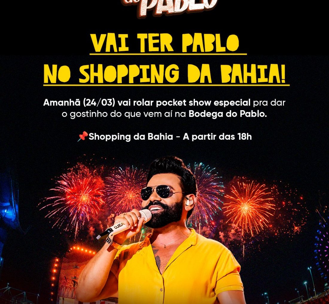 [O cantor Pablo realiza um pocket show em aquecimento para o ‘Bodega do Pablo’]