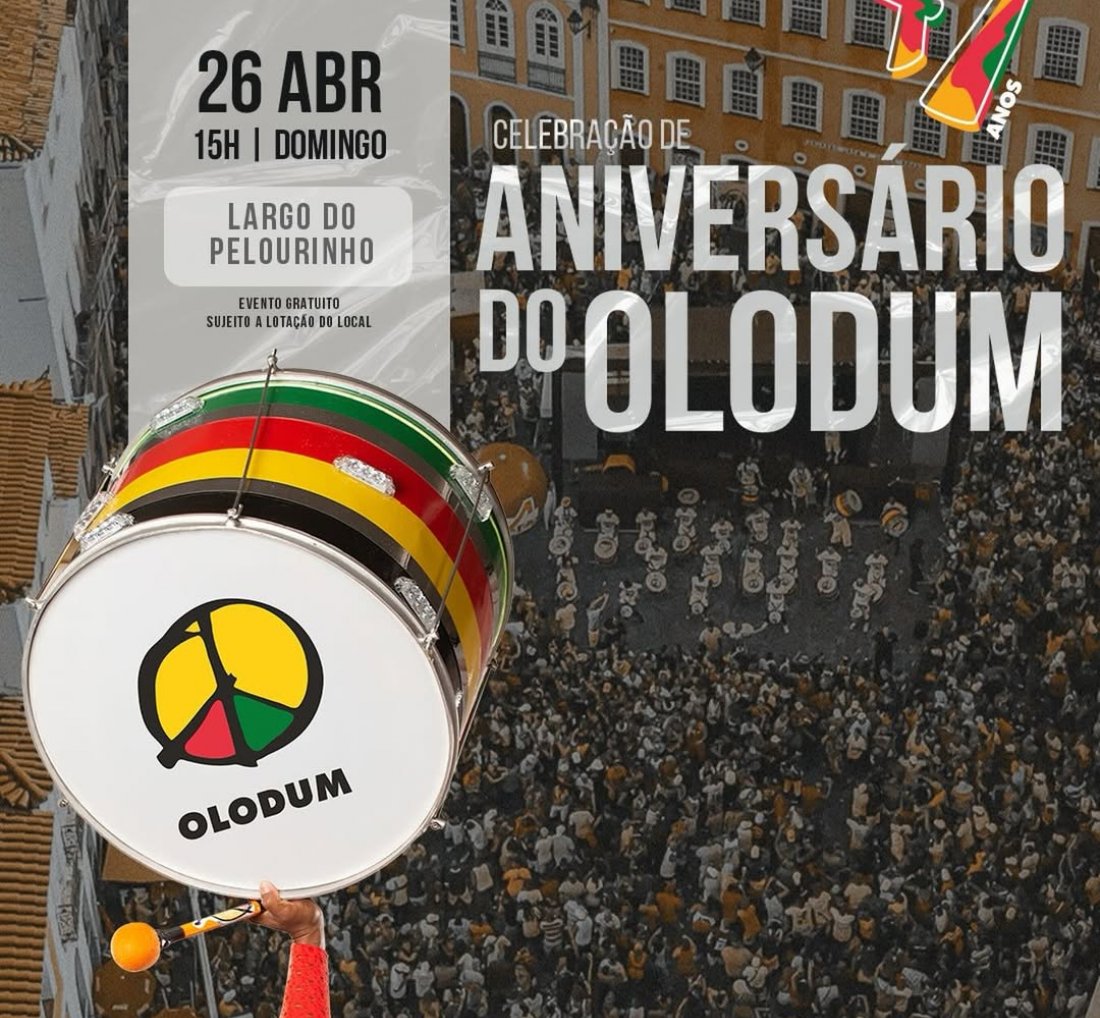 Olodum celebra 47 anos com show gratuito no Pelourinho neste domingo (26)