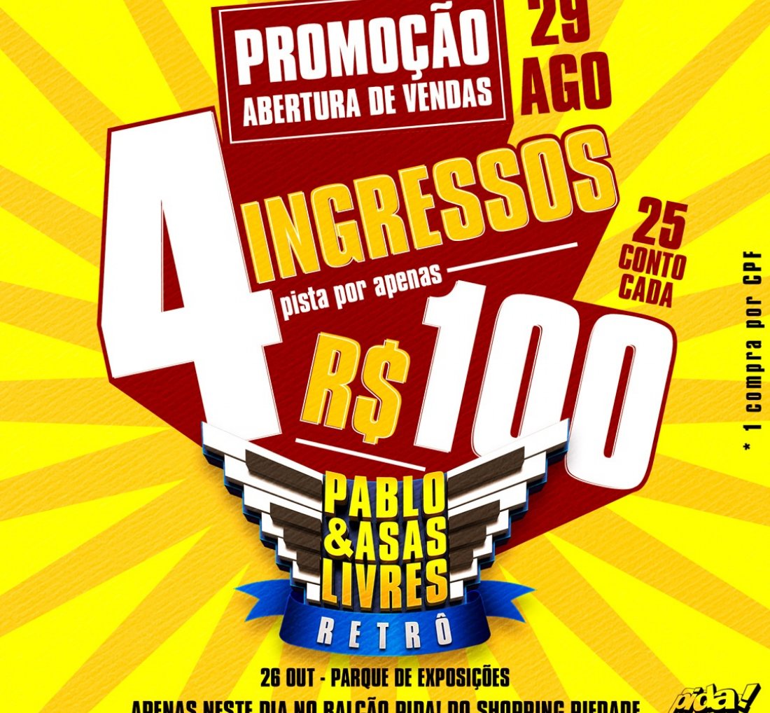 [Arrocha Retrô com Pablo e Asas Livres abre vendas com promoção imperdível]
